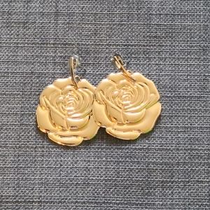Gold Rose Flower Earrings